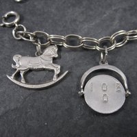 Vintage Sterling I Love You Rocking Horse Charm Bracelet