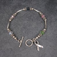 Sterling Crystal Awareness Ribbon Bracelet 7.25 Inches