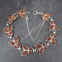 Estate Sterling Amber Butterfly Bracelet 7.5 Inches