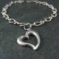 Vintage Sterling Heart Charm Bracelet 7.5 Inches