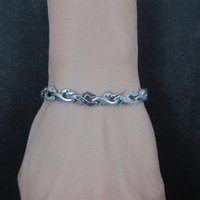 Vintage Sterling Diamond Illusion Heart Bracelet 6.25"