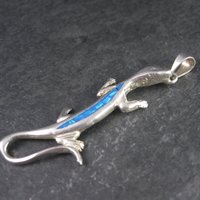 Vintage Mexican Sterling Inlay Salamander Pendant