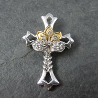 Vintage Sterling Vermeil Spinel Cross Pendant