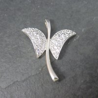 Vintage Sterling Cz Butterfly Pendant