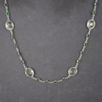 Vintage Sterling Green Amethyst Chrome Diopside Necklace 17.5 to 18.5 Inches