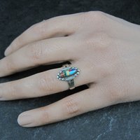 Vintage Southwestern Sterling Inlay Ring New Old Stock Sizes 6 and 6.5