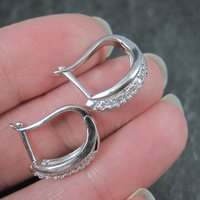 Vintage Sterling Cz Latch Back Earrings