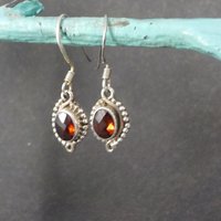 Vintage Garnet Earrings Sterling Silver