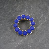 Vintage Blue Glass Rhinestone Circle Brooch