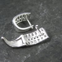 Cubic Zirconia Latch Back Earrings Sterling Silver Estate Jewelry