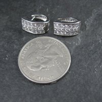 Cubic Zirconia Latch Back Earrings Sterling Silver Estate Jewelry