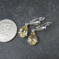 Citrine Dangle Earrings Sterling Silver Latch Back