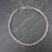 3mm Square Byzantine Bracelet 7.75 Inches Italian Sterling Silver