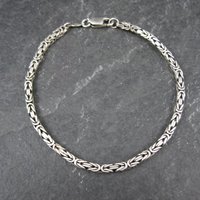 3mm Square Byzantine Bracelet 7.75 Inches Italian Sterling Silver