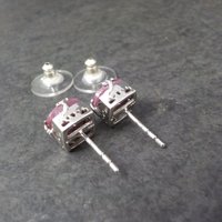Ruby Stud Earrings Chunky Sterling Silver