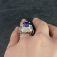 Vintage 14K Sapphire Diamond Engagement Ring Size 6