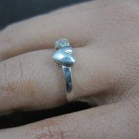 Dainty 1990s Heart Ring Sterling Silver Size 5.5 Vintage Italian