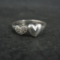 Dainty 1990s Heart Ring Sterling Silver Size 5.5 Vintage Italian