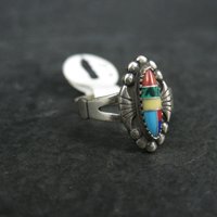 Vintage Southwestern Sterling Inlay Ring New Old Stock Sizes 6 and 6.5