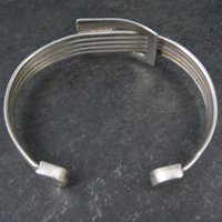 Modern Atomic Sterling Silver Cuff Bracelet 7 Inches