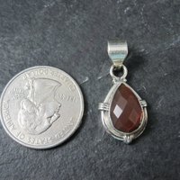 Faceted Carnelian Pendant Sterling Silver