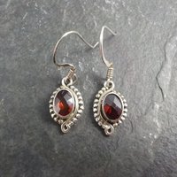 Vintage Garnet Earrings Sterling Silver