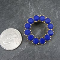 Vintage Blue Glass Rhinestone Circle Brooch