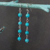 Long Turquoise Earrings Sterling Silver