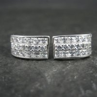 Cubic Zirconia Latch Back Earrings Sterling Silver Estate Jewelry