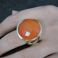 Modernist Carnelian Ring Size 7 Sterling Silver