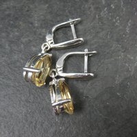 Citrine Dangle Earrings Sterling Silver Latch Back