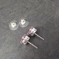Ruby Stud Earrings Chunky Sterling Silver