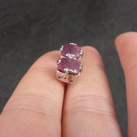 Ruby Stud Earrings Chunky Sterling Silver