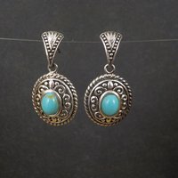 Turquoise Earrings Estate Sterling Silver