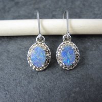 Vintage Opal Earrings Sterling Silver Lever Back