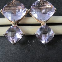 Large Pink Amethyst Latch Back Earrings Rose Gold Vermeil