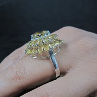 Large Citrine Cocktail Ring Size 9.5 Sterling Silver Vintage Estate Jewelry