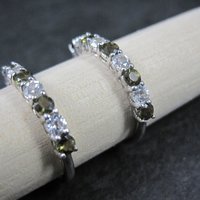 Smoky Quartz and White Topaz Latchback Hoop Earrings Sterling Silver 1"