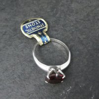 Vintage Sterling Garnet Solitaire Ring Old New Stock Multiple Sizes UNCAS
