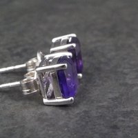 Amethyst Stud Earrings Sterling Silver