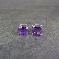 Amethyst Stud Earrings Sterling Silver