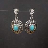 Turquoise Earrings Estate Sterling Silver