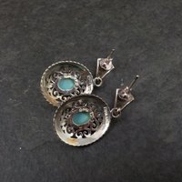 Turquoise Earrings Estate Sterling Silver