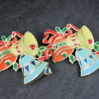 Vintage Christmas Bell Brooches Lot of 2 Hong Kong