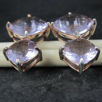 Large Pink Amethyst Latch Back Earrings Rose Gold Vermeil