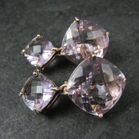 Large Pink Amethyst Latch Back Earrings Rose Gold Vermeil