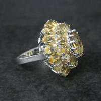 Large Citrine Cocktail Ring Size 9.5 Sterling Silver Vintage Estate Jewelry