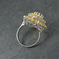 Large Citrine Cocktail Ring Size 9.5 Sterling Silver Vintage Estate Jewelry