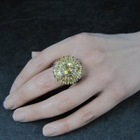 Large Citrine Cocktail Ring Size 9.5 Sterling Silver Vintage Estate Jewelry