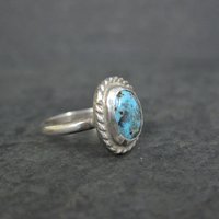 Vintage Turquoise Pinky Ring Size 4 Southwestern Sterling Silver